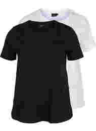 2-pack t-shirt i bomull, Black/B White