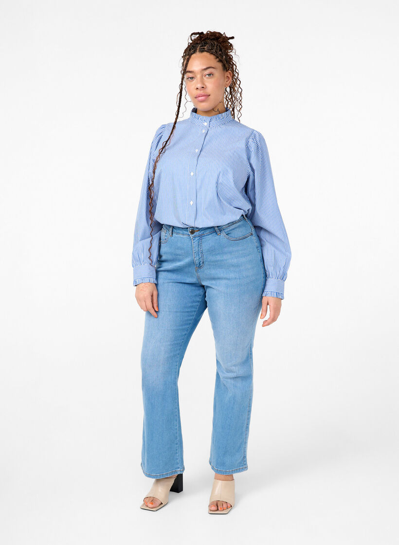 Randig skjortblus med volanger, Princess Blue W. St., Model image number 2