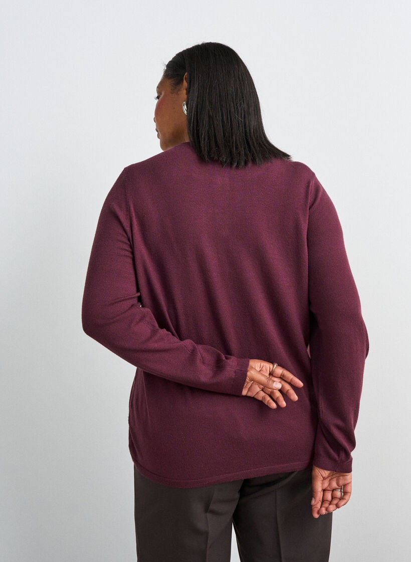 Cardigan med runda knappar, R&ouml;d, Model image number 2
