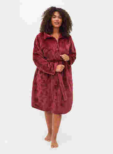 Morgonrock med dragkedja och fickor, Rose, Model image number 2