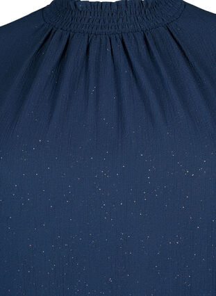 FLASH – Långärmad blus med smock och glitter	, Navy w. Gold, Packshot image number 2