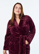 Morgonrock i mjuk velour med fickor, M&ouml;rk Bordeaux, Model image number 2