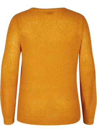 Stickad tröja med ull och rund halsringning, Buckthorn Brown, Packshot image number 1