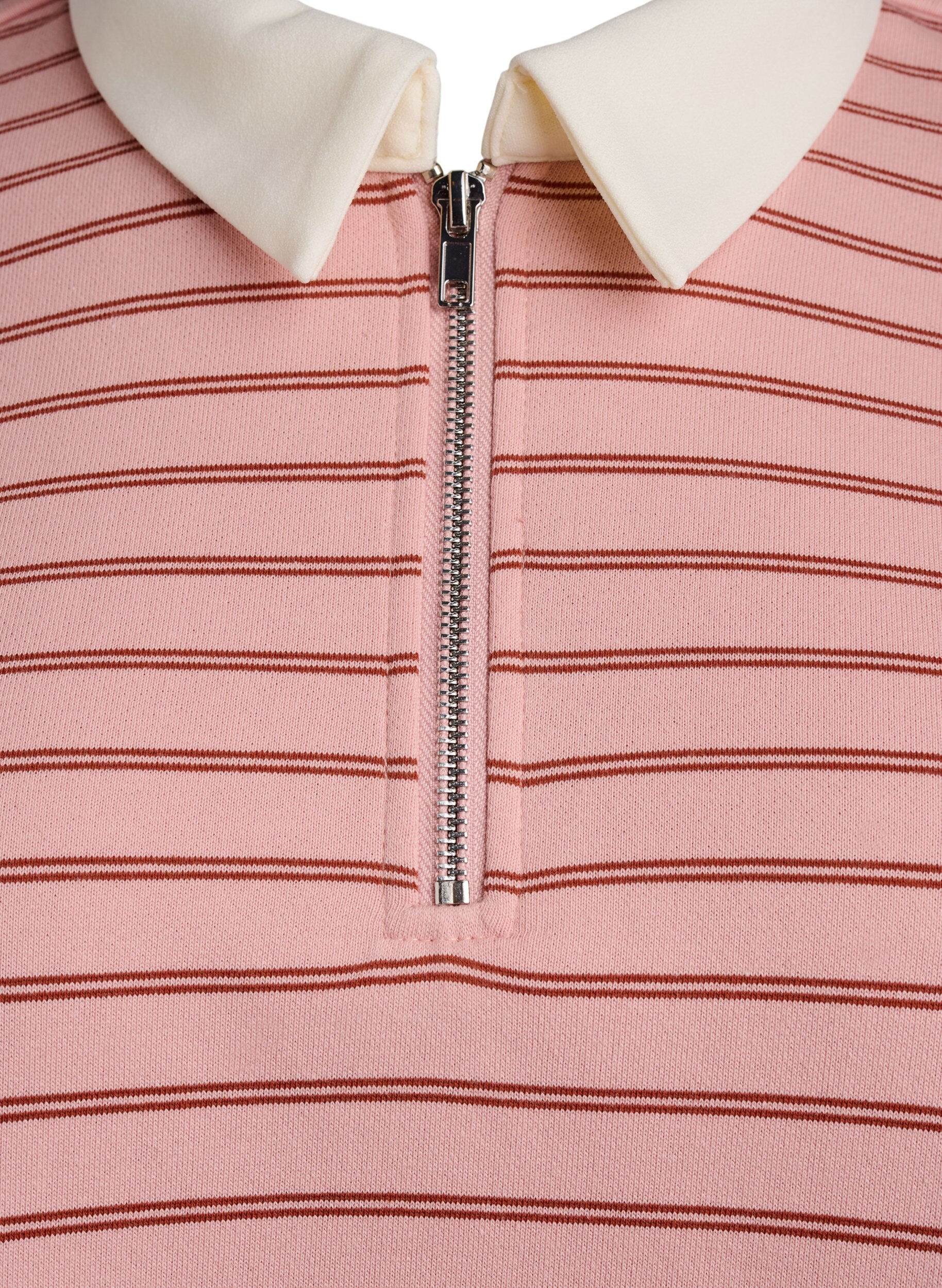 Zizzi Randig pik&eacute;tr&ouml;ja med dragkedja, Rosa, Packshot image number 2