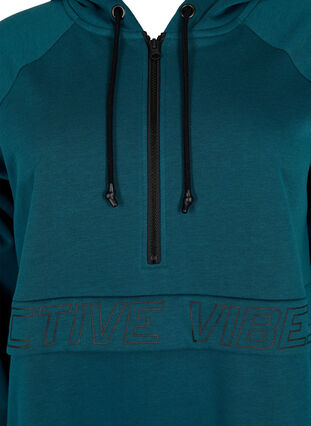 Långärmad sweatshirtklänning med huva, Deep Teal, Packshot image number 2