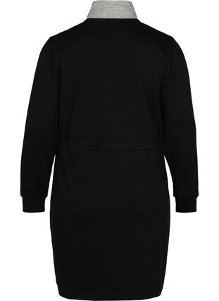 Sweatklänning med fickor och justerbar midja, Black comb, Packshot image number 1