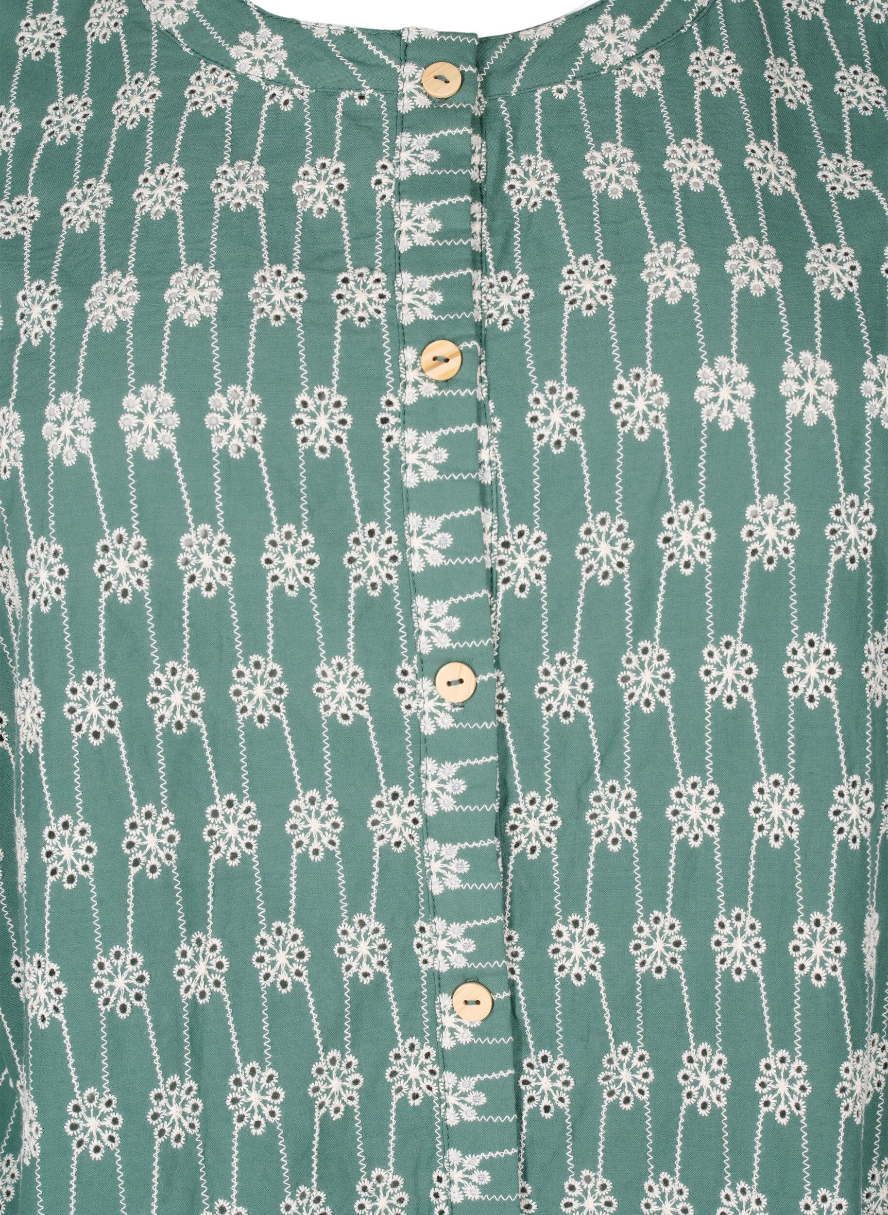 Zizzi Skjortblus i bomull med blomm&ouml;nster, Dark Forest, Packshot image number 2