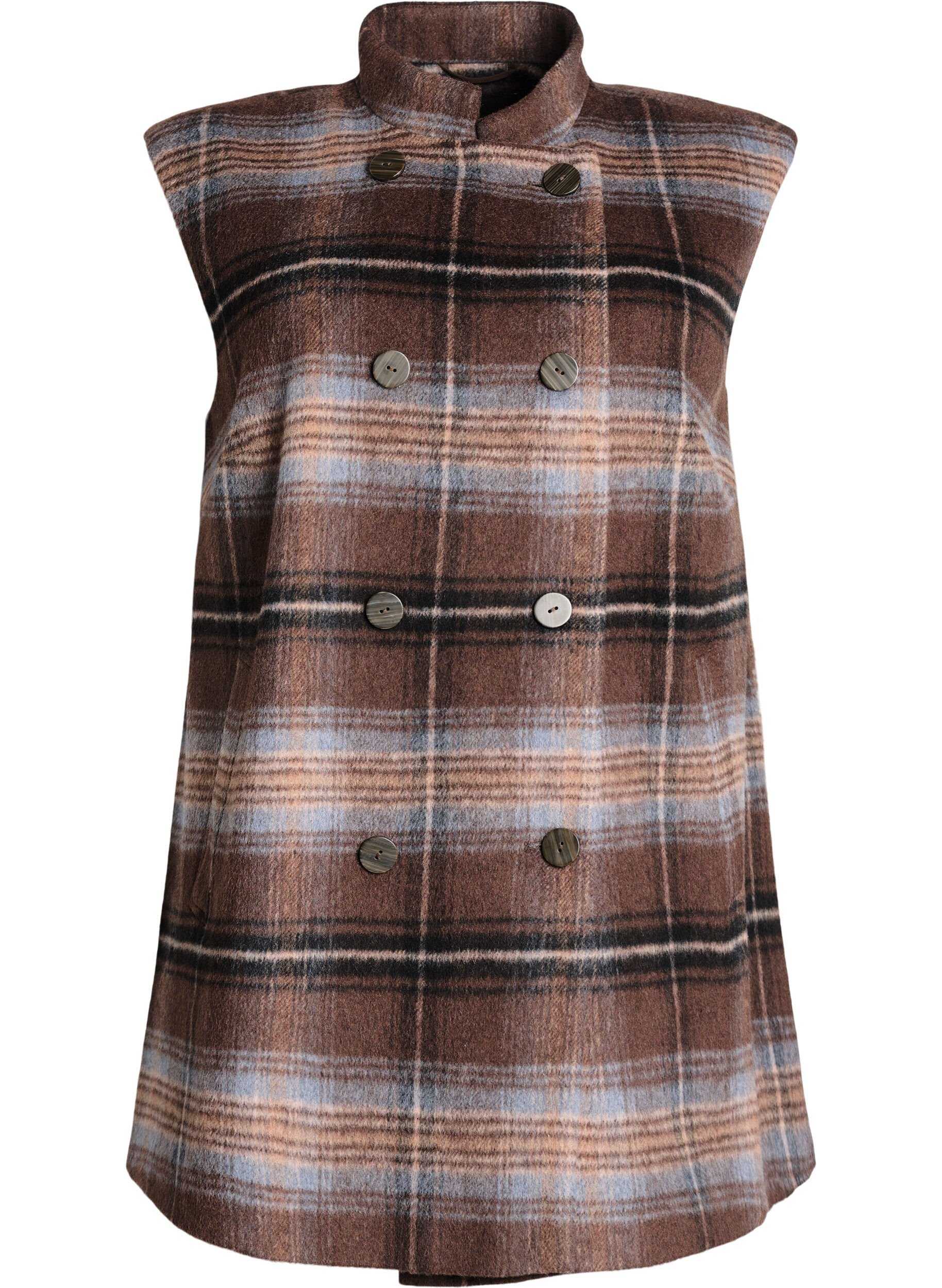 Zizzi L&aring;ng rutig v&auml;st, Brun, Packshot image number 0