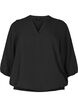Blus med smock och 3/4-&auml;rmar, Black, Packshot image number 0