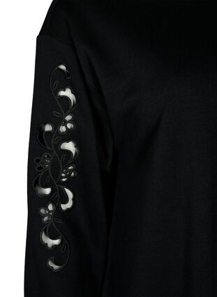 Sweatshirtklänning med broderade detaljer, Black, Packshot image number 3