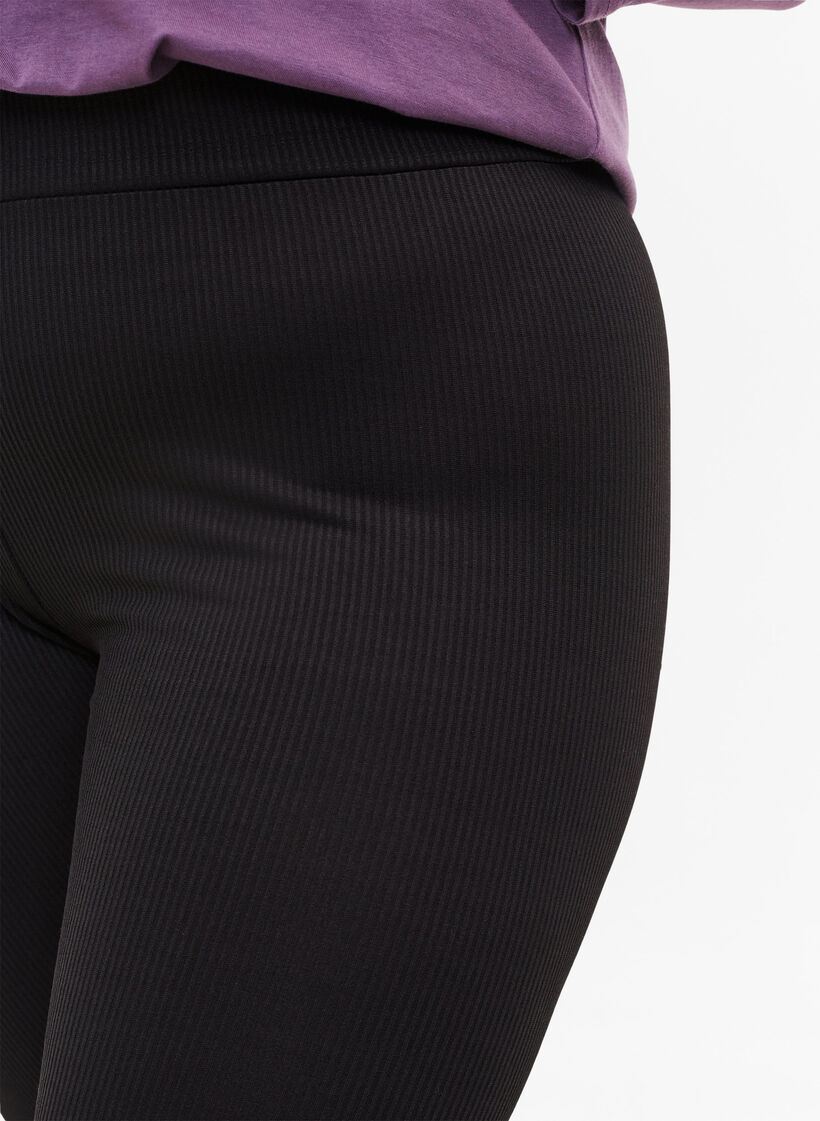 Ribbade leggings med stretch, Black, Model image number 1