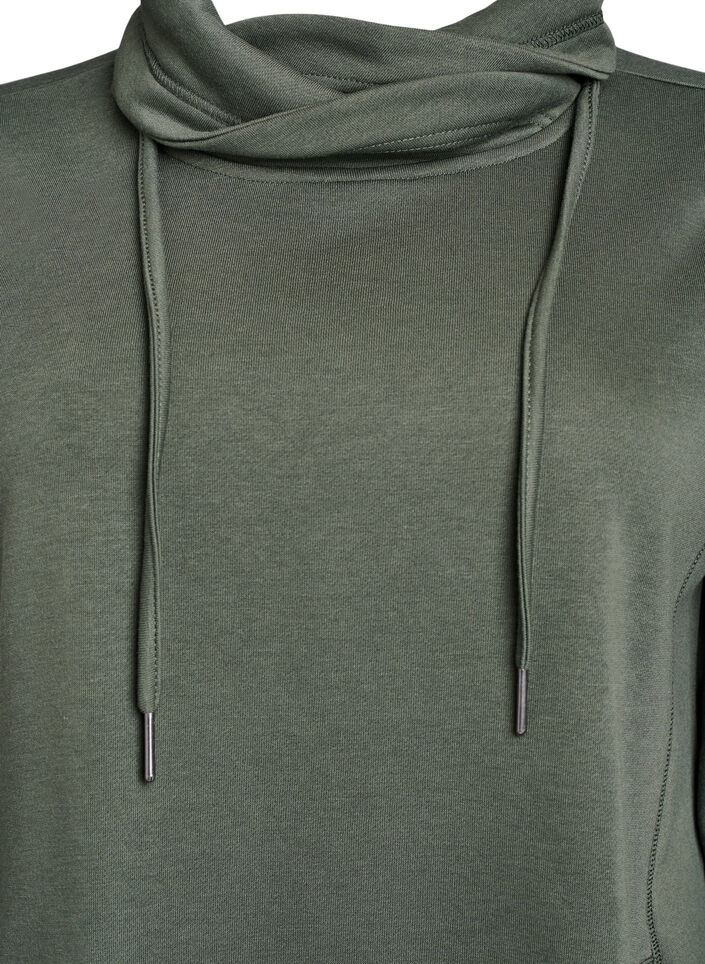 Kort sweatshirtkl&auml;nning med h&ouml;g krage och fickor, Gr&ouml;n, Packshot image number 2