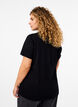 Enkel t-shirt i bomull med rund halsringning, Svart, Model image number 2
