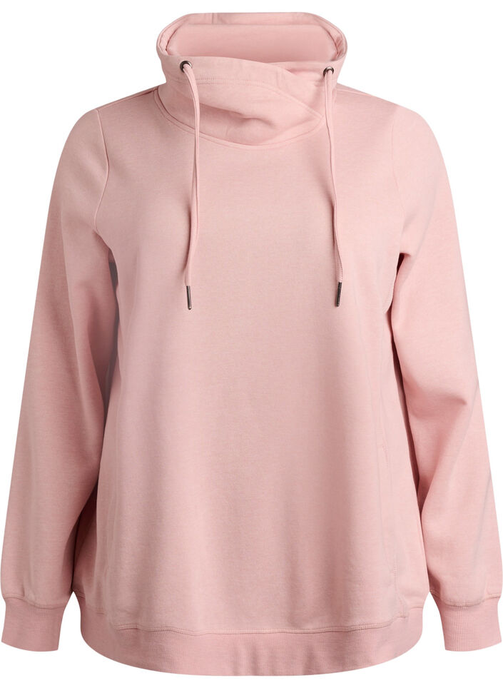 Sweatshirt med h&ouml;g krage och fickor, Rosa, Packshot image number 0