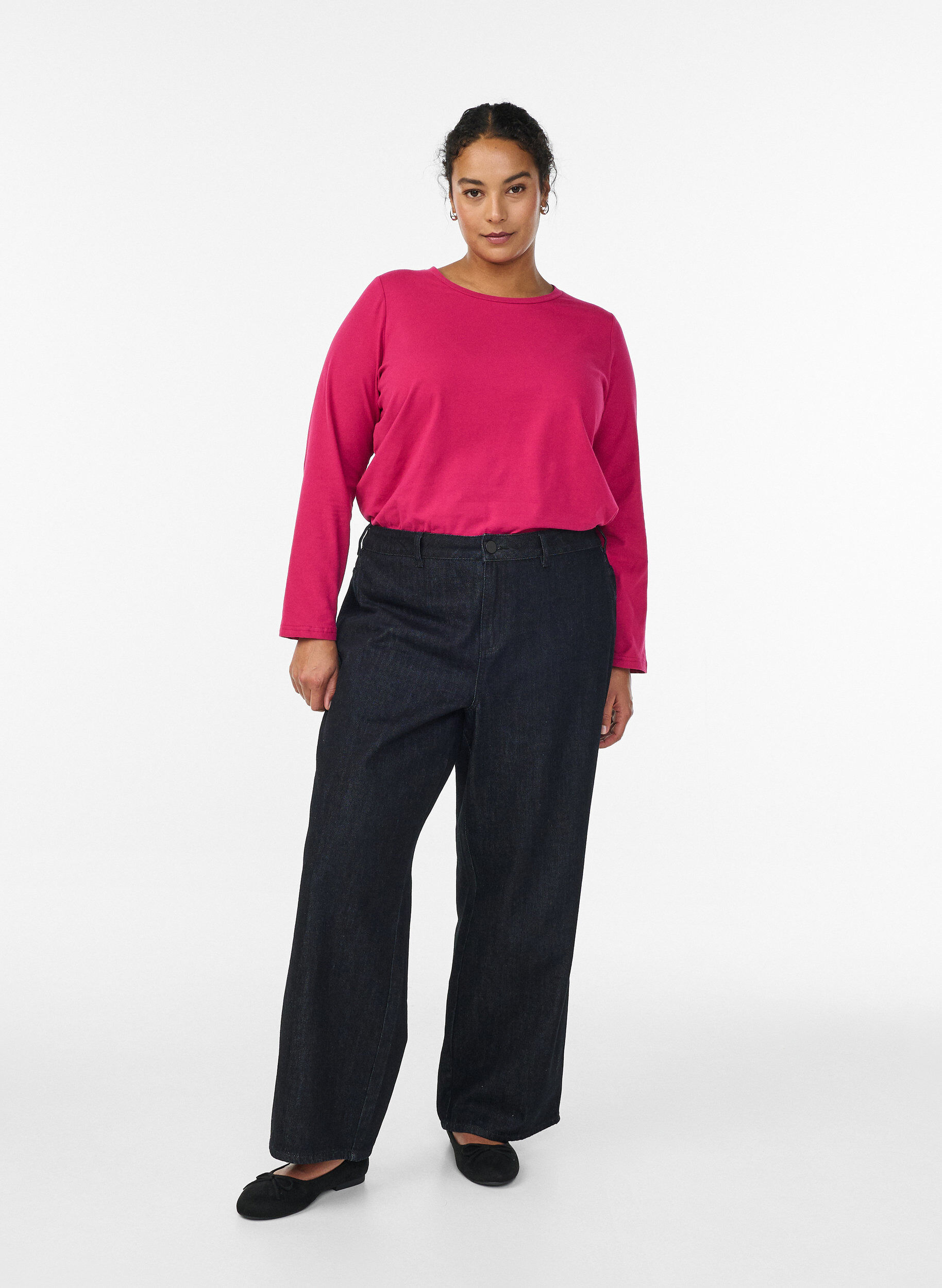 ZizziBaskopp i jersey med l&aring;nga &auml;rmar, Rosa, Model image number 1