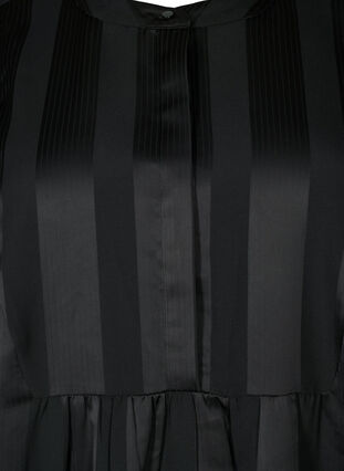 A-linjeformad klänning med ränder och halv ärm, Black, Packshot image number 2