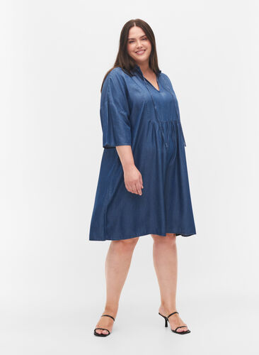 Klänning med 3/4-ärmar i lyocell (TENCEL™), Blue denim, Model image number 2
