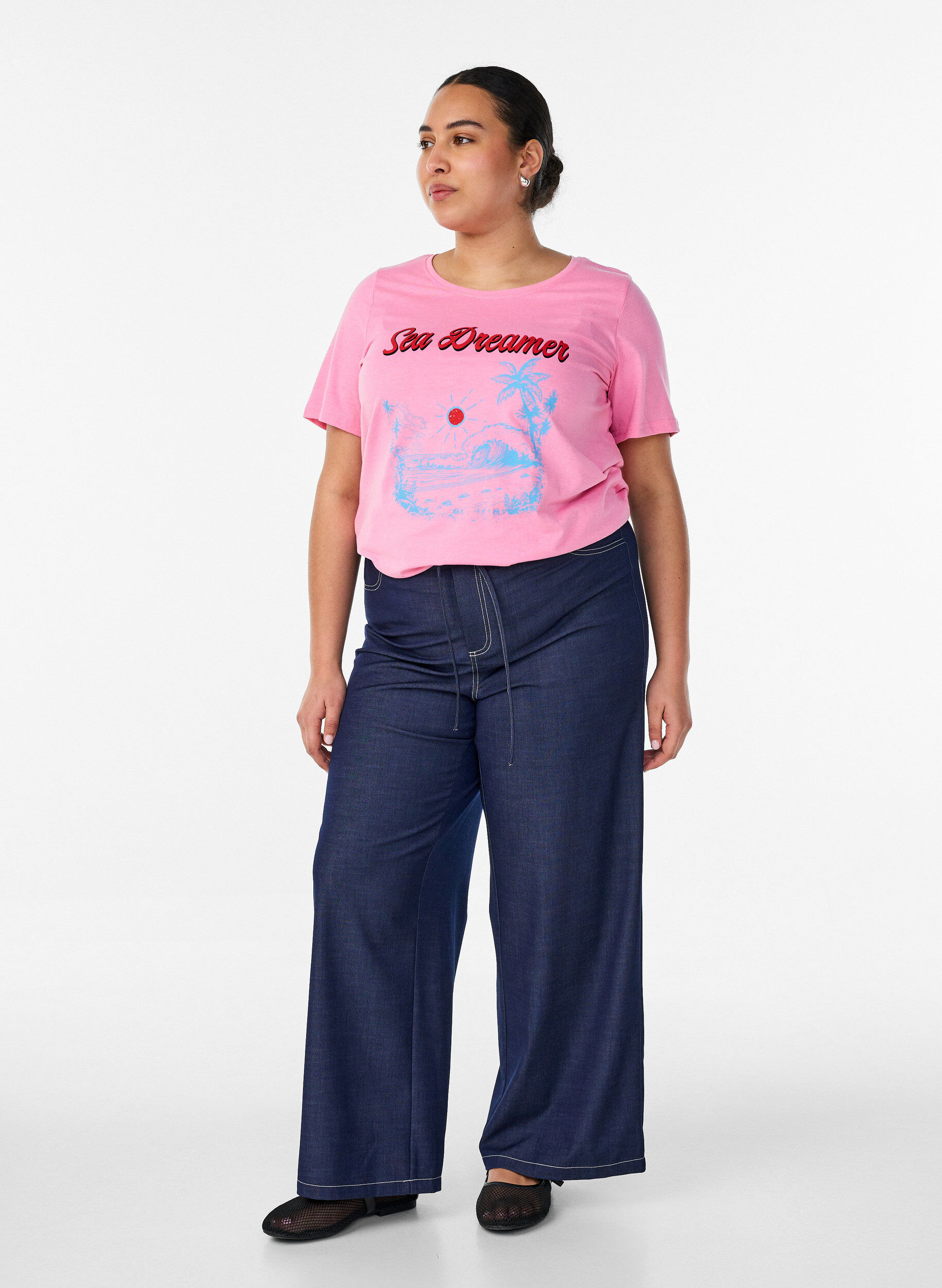 ZizziT-shirt med tryck, Rosa, Model image number 1