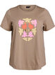 T-shirt med blommigt tryck, Beige, Packshot image number 0