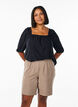 Shorts med fickor och h&ouml;g midja, Brun, Model image number 0
