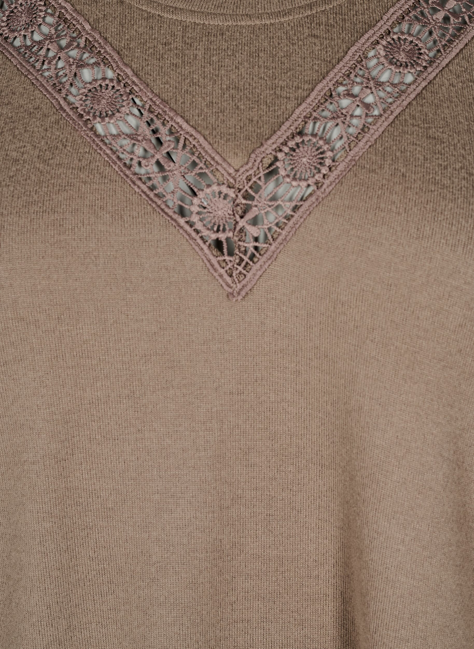 Zizzi Blus med broderidetaljer och l&aring;nga &auml;rmar, Brun, Packshot image number 2