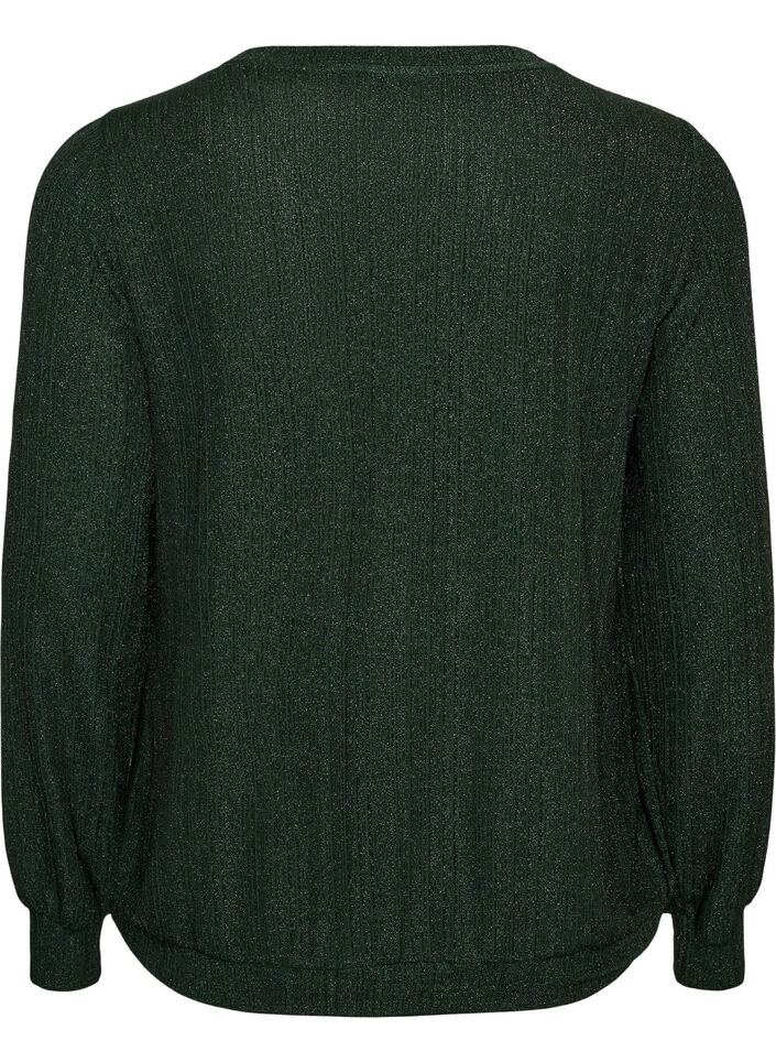 Blus med vertikal struktur och glittertr&aring;d, Gr&ouml;n, Packshot image number 1