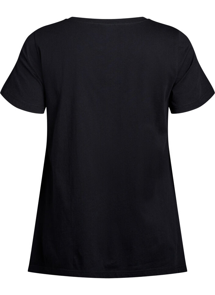 T-shirt med rund hals och A-linjeform, Svart, Packshot image number 1