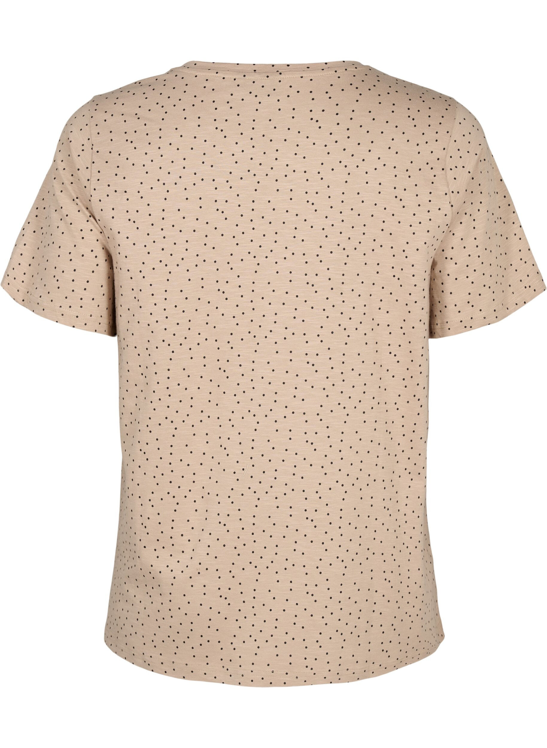 Zizzi T-shirt i ekologisk bomull med prickar, Beige, Packshot image number 1