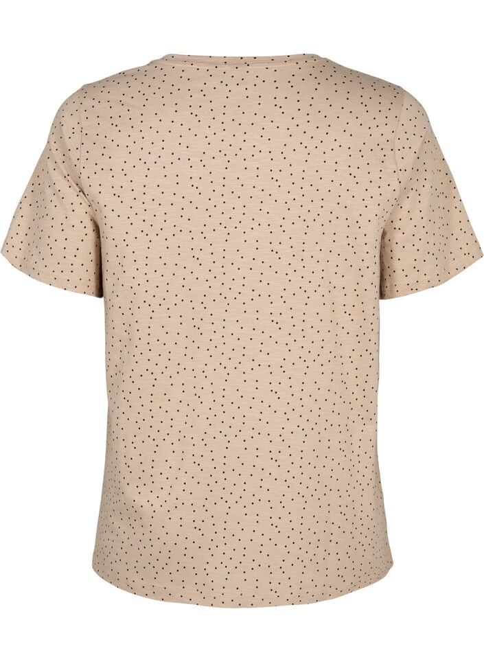 T-shirt i ekologisk bomull med prickar	, Beige, Packshot image number 1