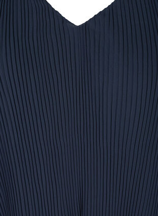 Långärmad plisserad blus med v-ringning, Night Sky, Packshot image number 2