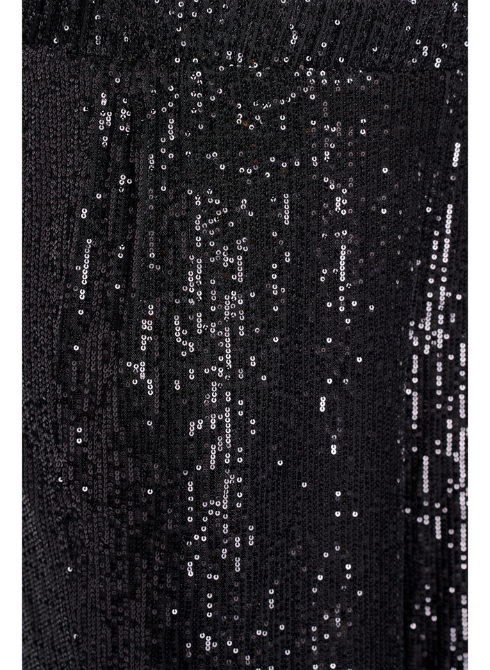 Paljettbyxor med hög midja och vida ben, Svart, Packshot image number 2