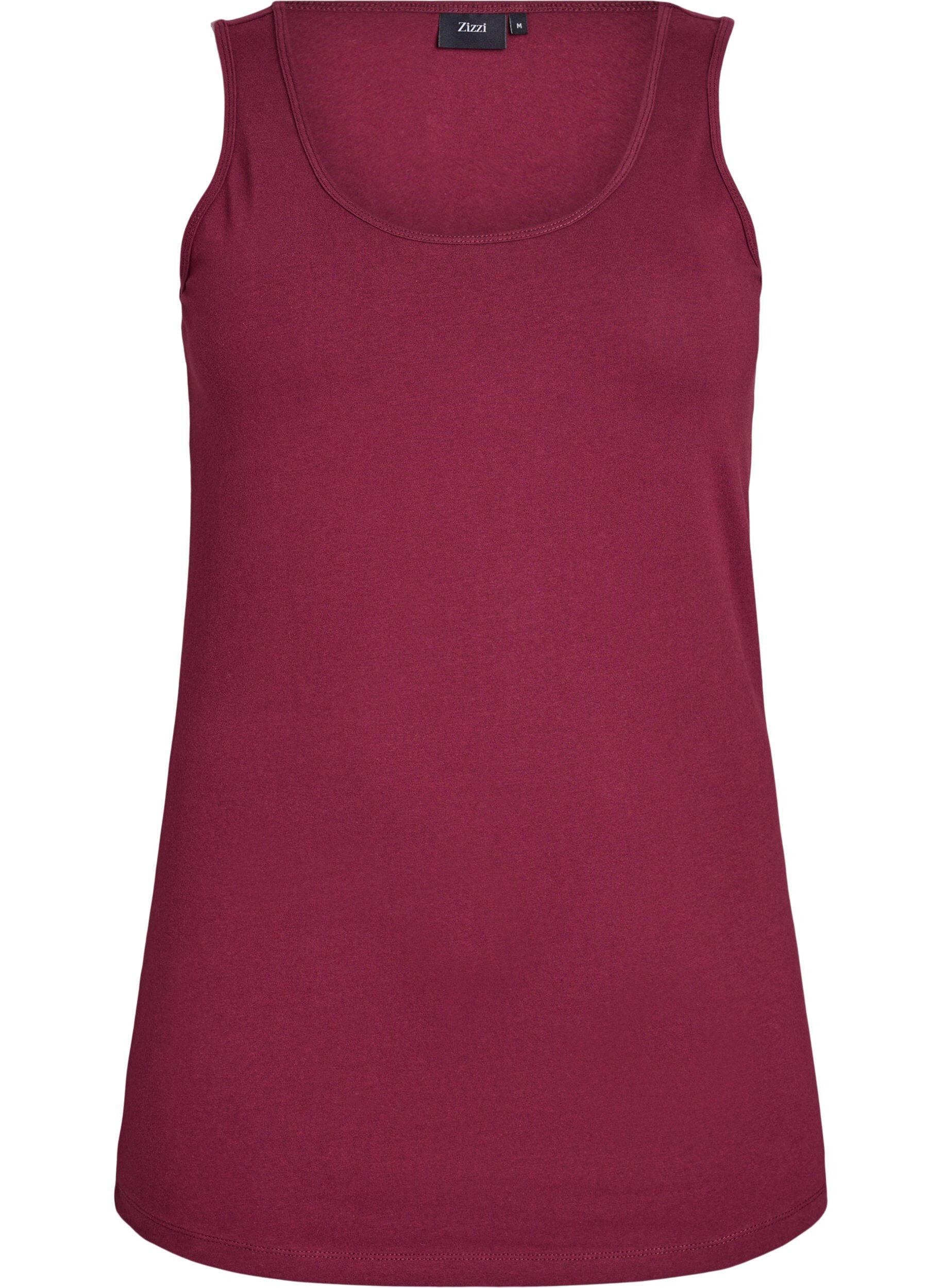 ZizziSolid f&auml;rg bas topp i bomull, M&ouml;rk Bordeaux, Packshot image number 0