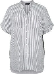 Randig skjorta med bröstfickor, White/Black Stripe