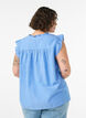 &Auml;rml&ouml;s blus i bomull med volangkanter, Bl&aring;, Model image number 2