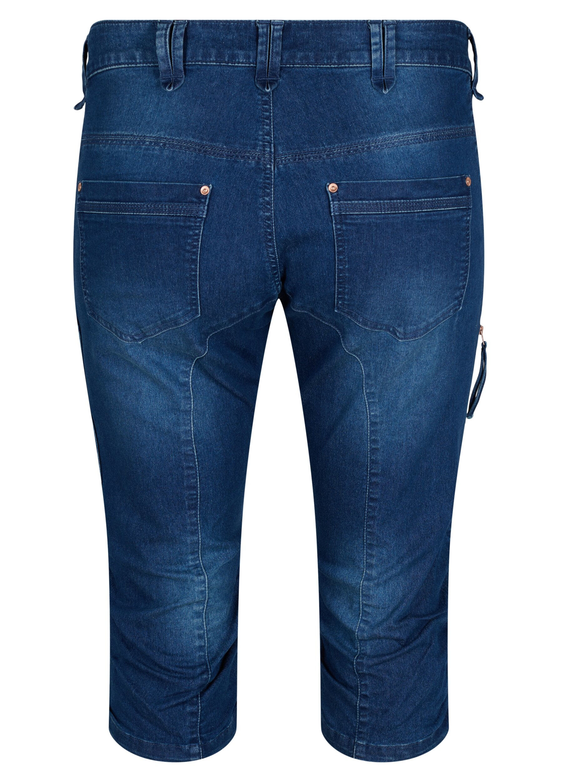 Zizzi Slim fit capri-jeans med fickor, Bl&aring;, Packshot image number 1