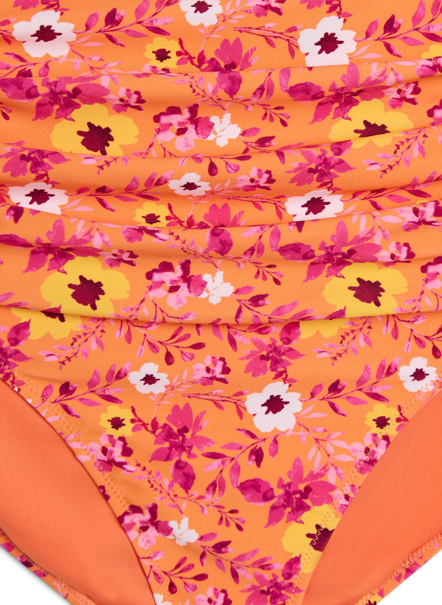 Zizzi Bikinitrosa med h&ouml;g midja och m&ouml;nster, Orange, Packshot image number 2