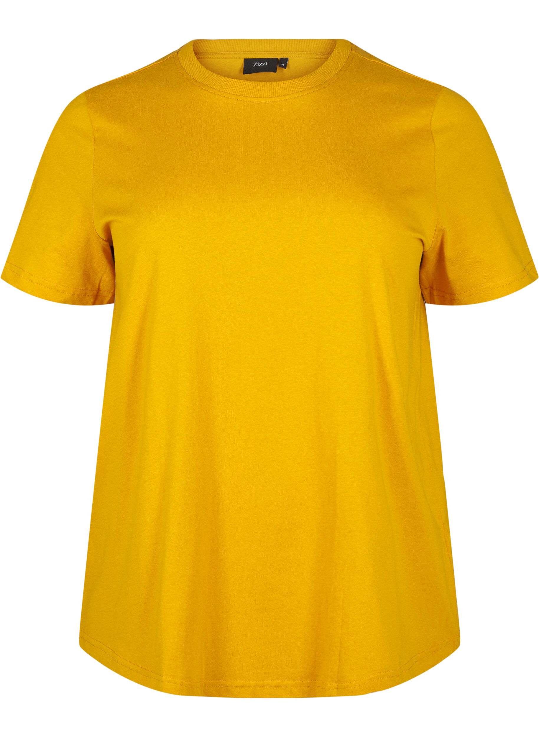 ZizziEnkel t-shirt i bomull med rund halsringning, Gul, Packshot image number 0