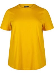 Enkel t-shirt i bomull med rund halsringning, Gul