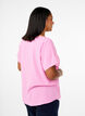Blus med korta &auml;rmar och rund halsringning, Rosa, Model image number 2