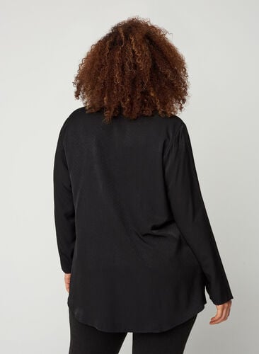 Långärmad tunika med blixtlås, Black, Model image number 1