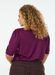 Blus med knappdetalj och korta puff&auml;rmar, M&ouml;rk Bordeaux, Model image number 2