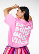 T-shirt i ekologisk bomull med textmotiv, Rosa, Model image number 0
