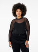 Figursydd blus i mesh med l&aring;nga &auml;rmar, Svart, Model image number 0