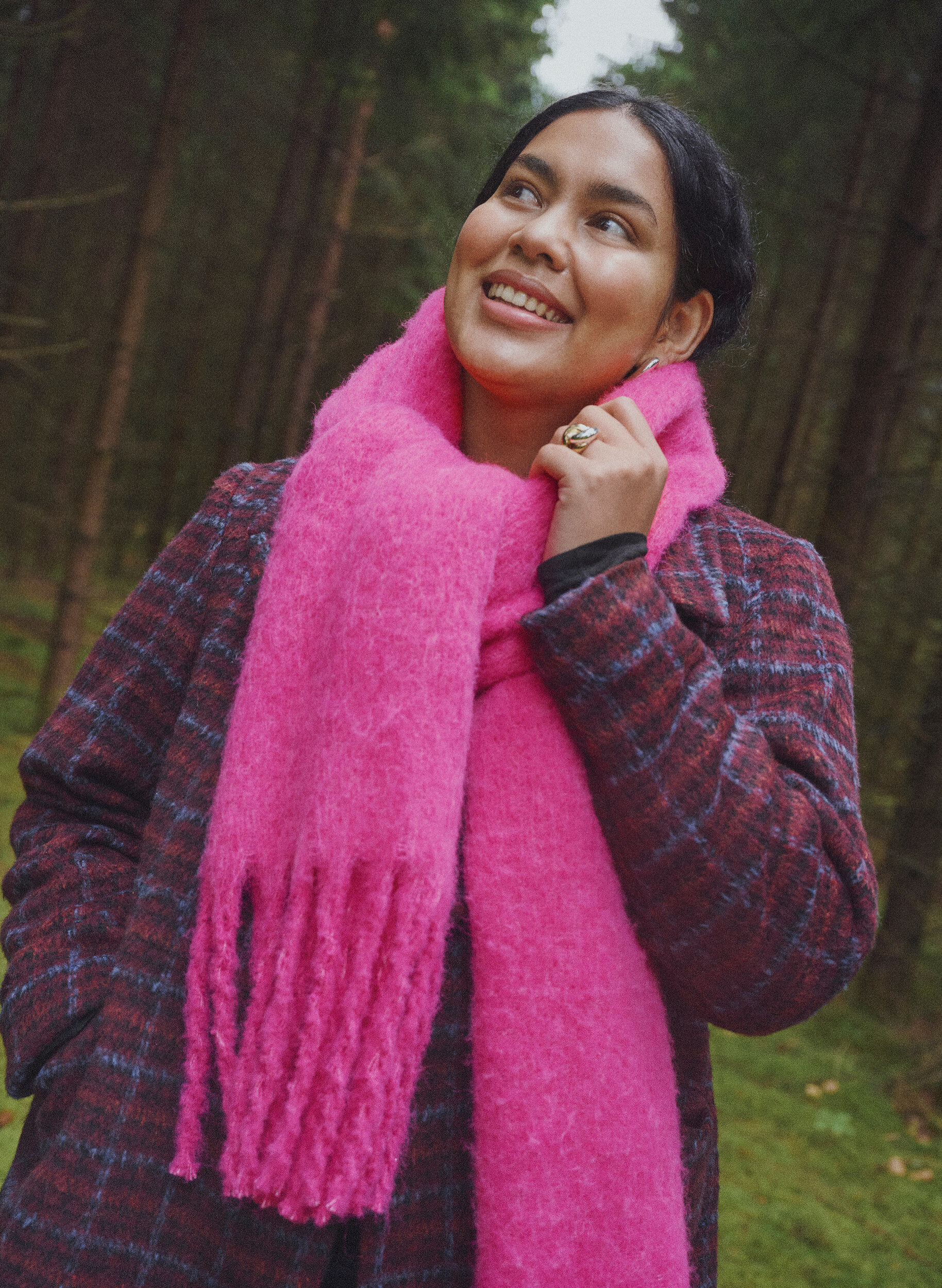 ZizziMjuk halsduk med fransar, Rosa, Image image number 0