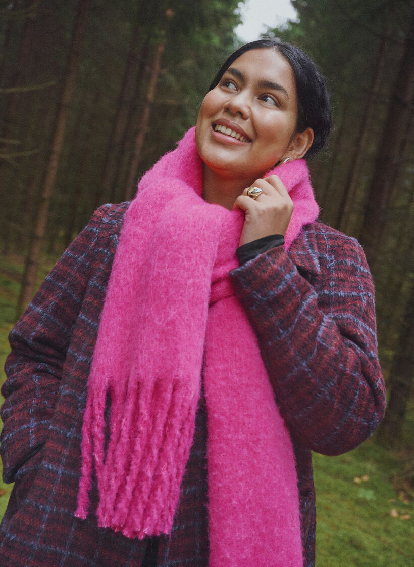 Mjuk halsduk med fransar, Rosa, Image image number 0