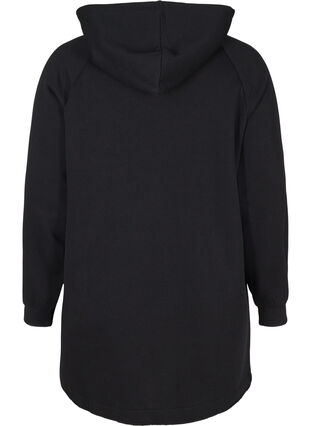 Sweatshirtsklänning med huva och ficka, Black, Packshot image number 1