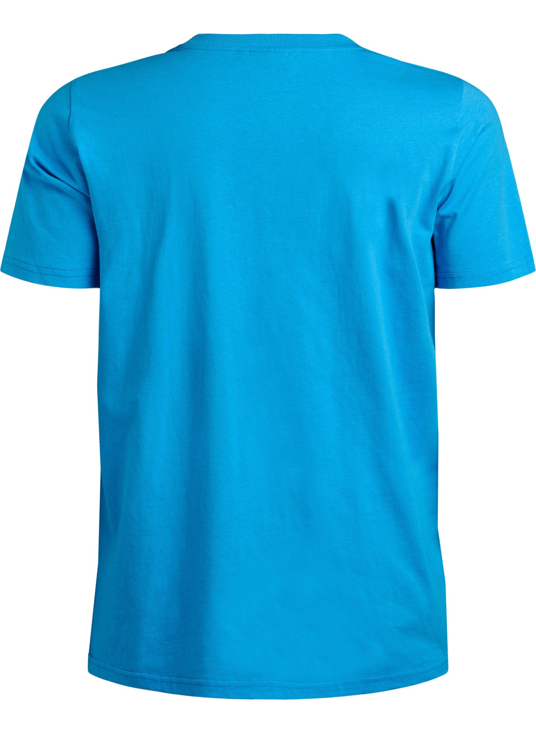 ZizziEnkel t-shirt i bomull med rund halsringning, Bl&aring;, Packshot image number 1
