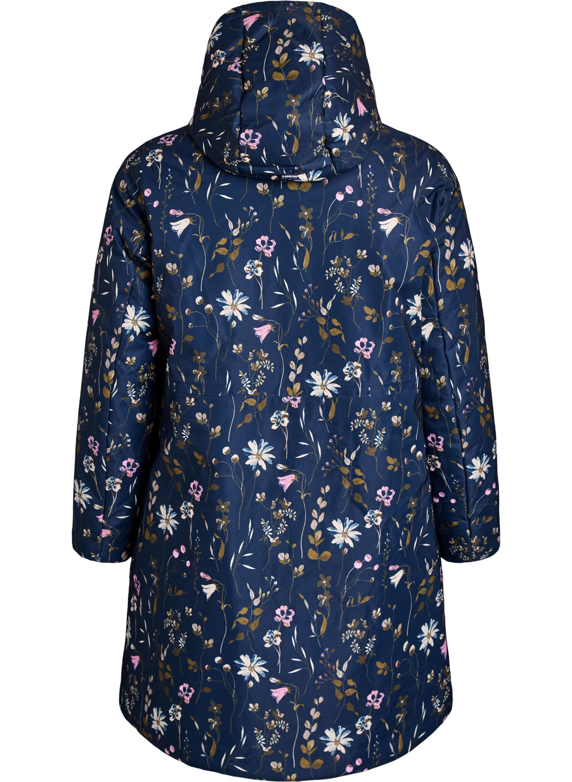 ZizziVadderad vinterjacka med blommigt m&ouml;nster, Bl&aring;, Packshot image number 1