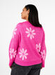 Stickad blus med blommor, Raspberry Rose Comb, Model image number 1