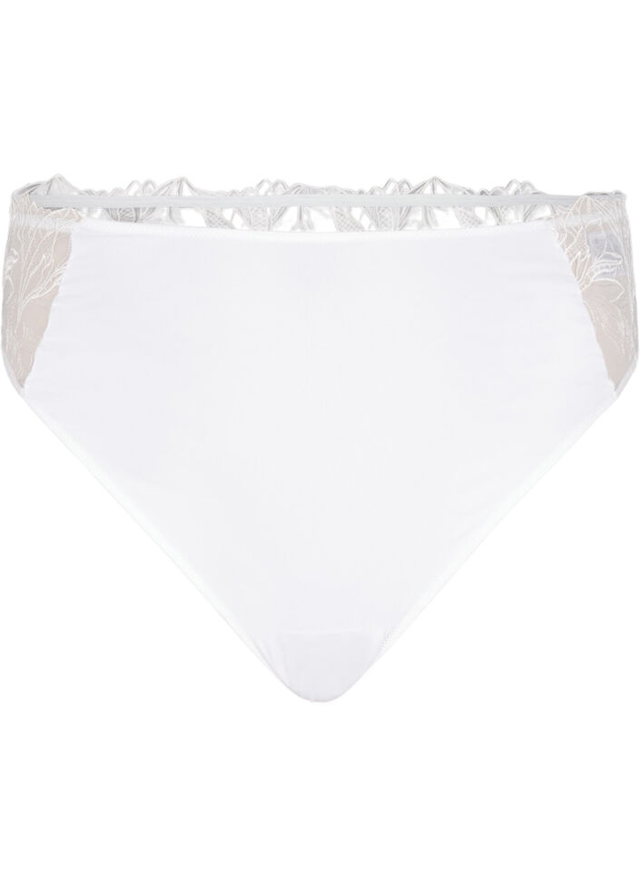 Trosor i microfiber med spets, Vit, Packshot image number 0
